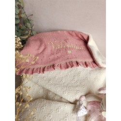 Plaid couverture doudou prénom personnalisé broderie fait main patchwork chambre bébé cadeau naissance anniversaire double