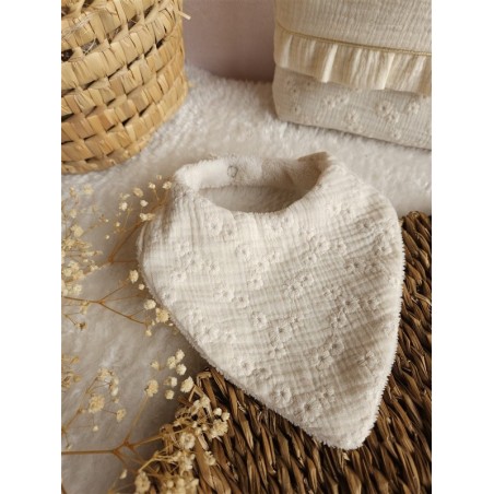 Bavoir bandana personnalisation prénom brodeuse choix tissu fait main éponge bambou double gaze