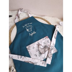 tablier enfant prénom personnalisé broderie tissu cuisine petit chef fait main