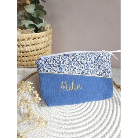 Trousse toilette prénom personnalisé broderie rangement fait main maquillage enfant langer pochette maquillage