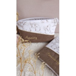 Trousse toilette prénom personnalisé broderie rangement fait main maquillage enfant langer pochette maquillage