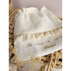 Sac pochon pochette prénom personnalisé broderie fait main enfant  range doudou vetement cadeau naissance