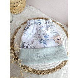 Sac pochon pochette prénom personnalisé broderie fait main enfant  range doudou vetement cadeau naissance