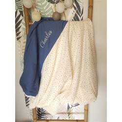 Plaid couverture doudou prénom personnalisé broderie fait main patchwork chambre bébé cadeau naissance anniversaire double gaze