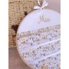 Tambour porte barettes prénom personnalisé broderie tissu bois décoration