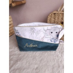 Trousse toilette prénom personnalisé broderie rangement fait main maquillage enfant langer pochette maquillage