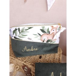 Trousse toilette prénom personnalisé broderie rangement fait main maquillage enfant langer pochette maquillage