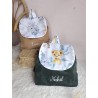Sac dos maternelle velours prénom personnalisé broderie fait main enfant range doudou cadeau cartable crèche bébé petit sac