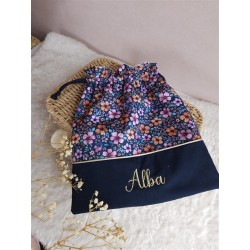 Sac pochon pochette prénom personnalisé broderie fait main enfant  range doudou vetement cadeau naissance