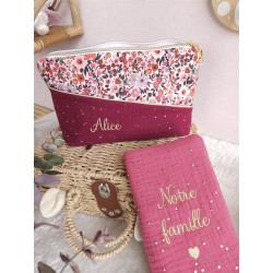 protège livret famille prénom personnalisé broderie fait main cadeau mariage tissu