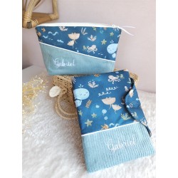 Trousse toilette prénom personnalisé broderie rangement fait main maquillage enfant langer pochette maquillage