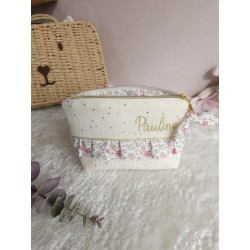 Trousse toilette frou frou prénom personnalisé broderie rangement fait main maquillage enfant langer pochette maquillage