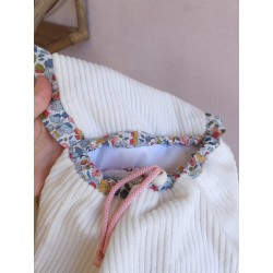 Sac dos maternelle velours prénom personnalisé broderie fait main enfant range doudou cadeau cartable crèche bébé petit sac