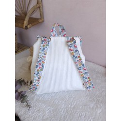 Sac dos maternelle velours prénom personnalisé broderie fait main enfant range doudou cadeau cartable crèche bébé petit sac