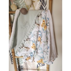 Plaid couverture doudou prénom personnalisé broderie fait main patchwork chambre bébé cadeau naissance anniversaire double