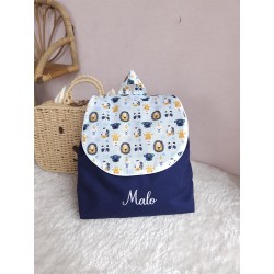 Sac dos maternelle velours prénom personnalisé broderie fait main enfant range doudou cadeau cartable crèche bébé petit sac