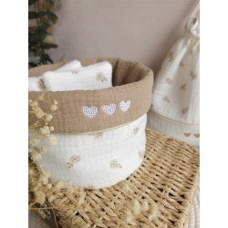 Lingette panier coton démaquillant lavable zéro déchet bébé salle de bain maquillage fait main