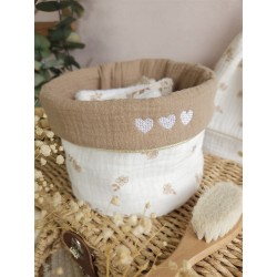 Lingette panier coton démaquillant lavable zéro déchet bébé salle de bain maquillage fait main