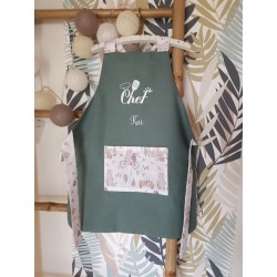 tablier enfant prénom personnalisé broderie tissu cuisine petit chef fait main