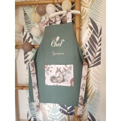 tablier enfant prénom personnalisé broderie tissu cuisine petit chef fait main