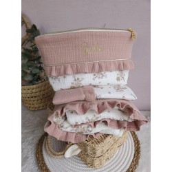 Plaid couverture doudou prénom personnalisé broderie fait main patchwork chambre bébé cadeau naissance anniversaire double gaze