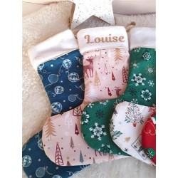 Chaussette botte Noël prénom personnalisé flex fait main décoration traditionnel