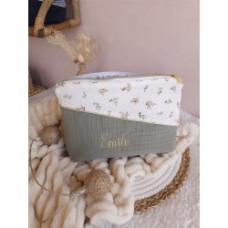 Trousse toilette prénom personnalisé broderie rangement fait main maquillage enfant langer pochette maquillage