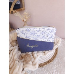 Trousse toilette prénom personnalisé broderie rangement fait main maquillage enfant langer pochette maquillage