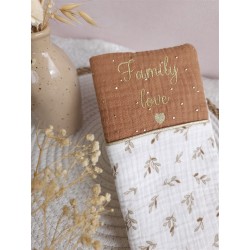 protège livret famille prénom personnalisé broderie fait main cadeau mariage tissu