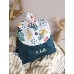 Sac dos maternelle velours prénom personnalisé broderie fait main enfant range doudou cadeau cartable crèche bébé petit sac