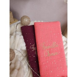 protège livret famille prénom personnalisé broderie fait main cadeau mariage tissu
