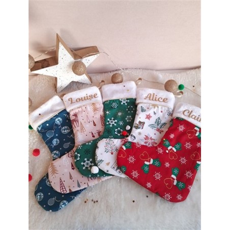 Chaussette botte Noël prénom personnalisé flex fait main décoration traditionnel