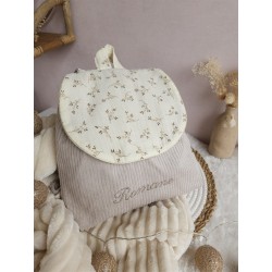 Sac dos maternelle velours prénom personnalisé broderie fait main enfant range doudou cadeau cartable crèche bébé petit sac