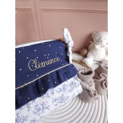 Trousse toilette frou frou prénom personnalisé broderie rangement fait main maquillage enfant langer pochette maquillage