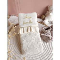 protège livret famille prénom personnalisé broderie fait main cadeau mariage tissu