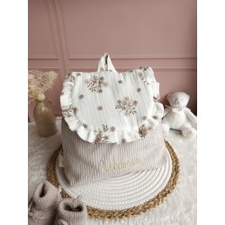 Sac dos maternelle velours prénom personnalisé broderie fait main enfant range doudou cadeau cartable crèche bébé petit sac