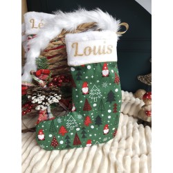 Chaussette botte Noël prénom personnalisé flex fait main décoration traditionnel