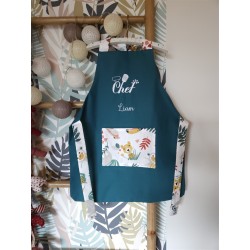 tablier enfant prénom personnalisé broderie tissu cuisine petit chef fait main