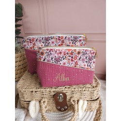 Trousse toilette prénom personnalisé broderie rangement fait main maquillage enfant langer pochette maquillage