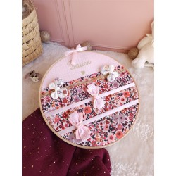 Tambour porte barettes prénom personnalisé broderie tissu bois décoration