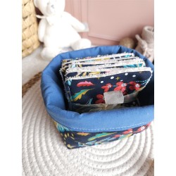 Lingette panier coton démaquillant lavable zéro déchet bébé salle de bain maquillage fait main