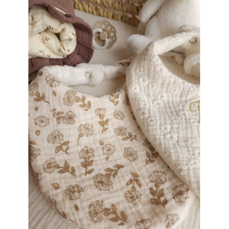 Bavoir bandana personnalisation prénom brodeuse choix tissu fait main éponge bambou double gaze