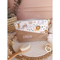 Trousse toilette prénom personnalisé broderie rangement fait main maquillage enfant langer pochette maquillage