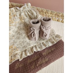 Sac pochon pochette prénom personnalisé broderie fait main enfant  range doudou vetement cadeau naissance