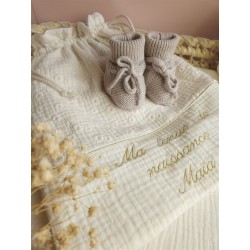 Sac pochon pochette prénom personnalisé broderie fait main enfant  range doudou vetement cadeau naissance