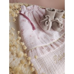 Sac pochon pochette prénom personnalisé broderie fait main enfant  range doudou vetement cadeau naissance