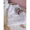 Sac pochon pochette prénom personnalisé broderie fait main enfant  range doudou vetement cadeau naissance