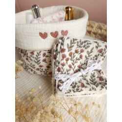 Lingette panier coton démaquillant lavable zéro déchet bébé salle de bain maquillage fait main