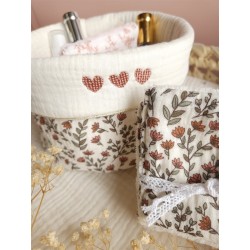 Lingette panier coton démaquillant lavable zéro déchet bébé salle de bain maquillage fait main