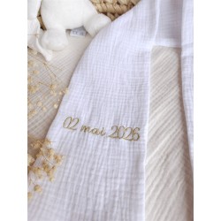 étole de baptême écharpe gaze de coton blanc fête de baptême